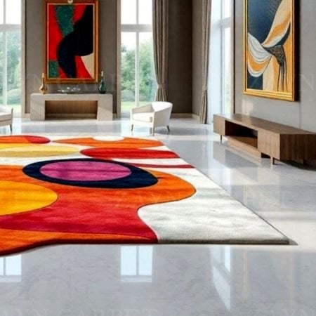 Handcrafted Geometric Multicolor Abstract Modern Rug